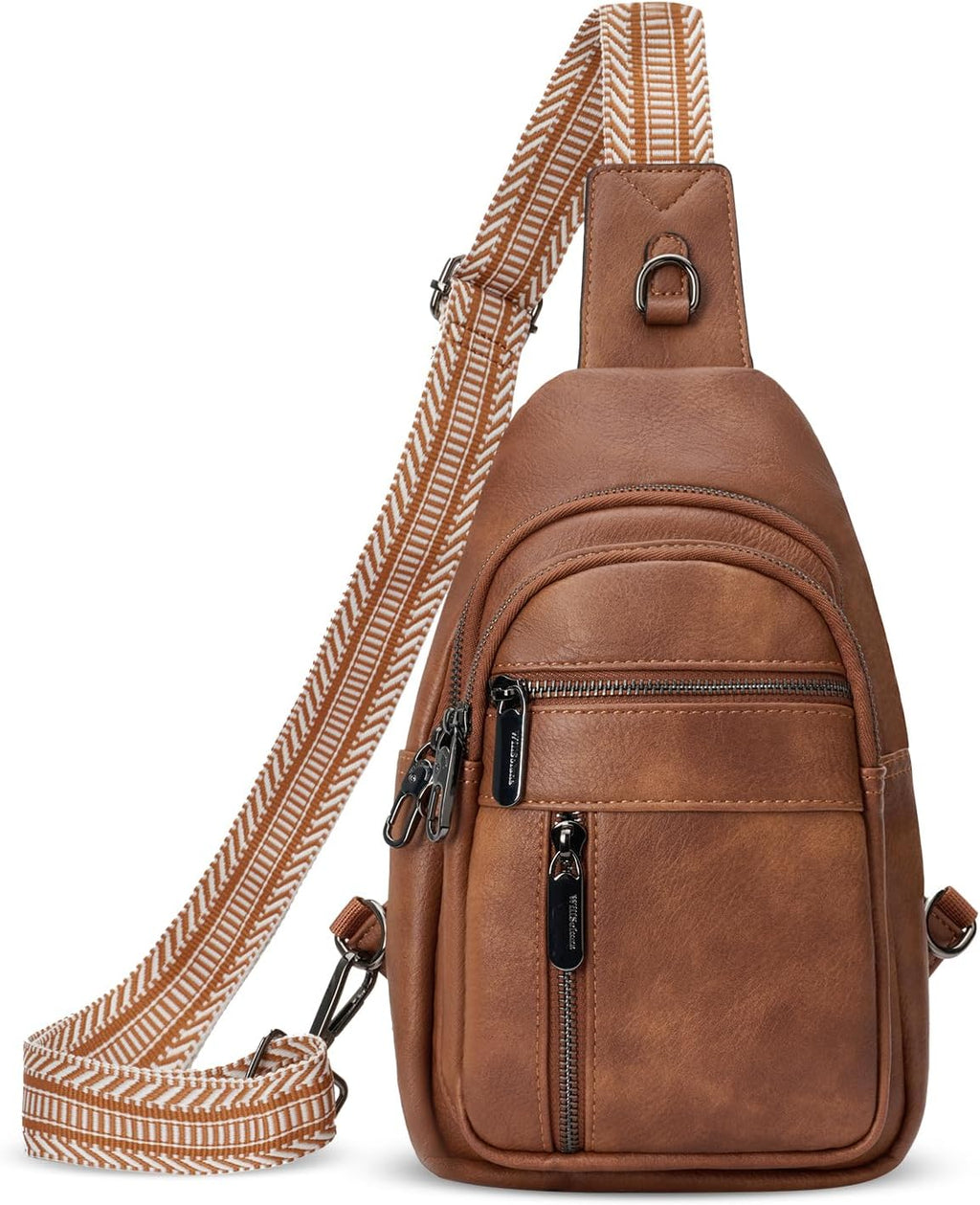 Skiennix Anti-Theft Sling Bag - Stylish PU Leather Crossbody Chest Pack for Women | Brown, Adjustable Strap