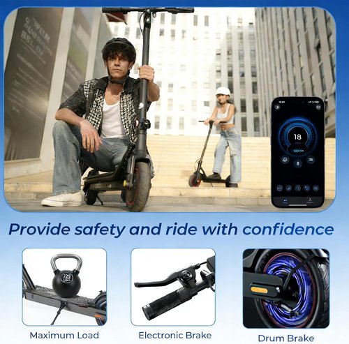 Electric Scooters | 500W Motor, 18 MPH Speed, 21 Miles Range - Durable 8.5'' Tires for Adults & Teens