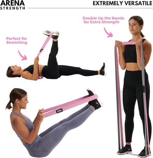 Arena Strength Resistance Bands Set - Full Body Fabric Bands for Pull-Up Assistance | 4 Durable Loops with Workout Guide