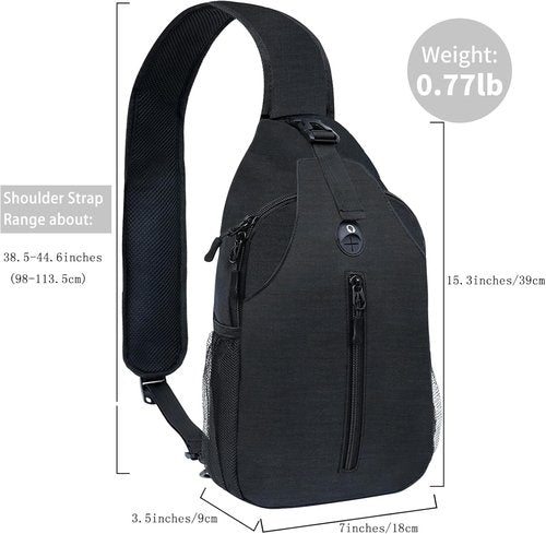 Monoki Sling Bag | Versatile Crossbody Backpack for Hiking - Adjustable Strap, Water Bottle Pocket, Black