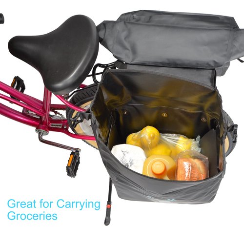 Lumintrail Waterproof Double Pannier Bike Bags 46L Bag Capacity for Rear Bicycle Rack, Carrying Handle, Safety Reflective Strips