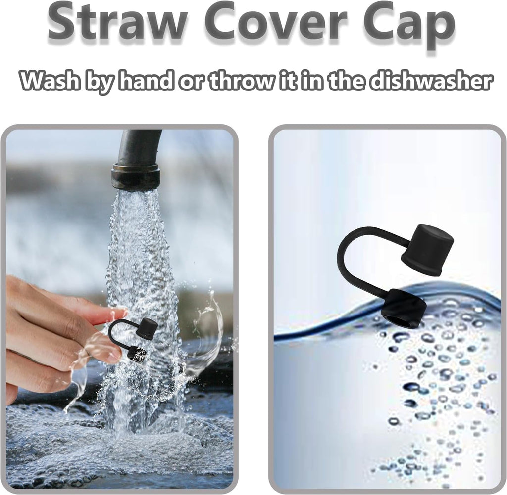 Skiennix Adjustable Straw Cover Caps - Universal Silicone Dust-Proof Topper for 6-10mm Straws | Fits Stanley, Yeti, Hydro Flask (6-Pack, BPA-Free)