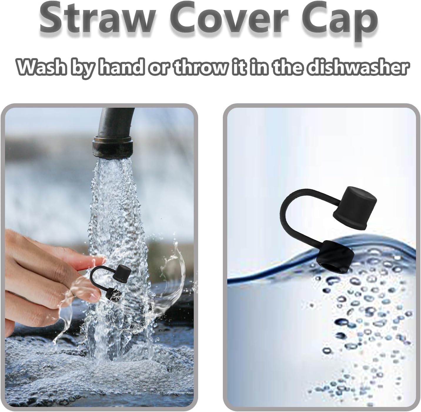 Skiennix Adjustable Straw Cover Caps - Universal Silicone Dust-Proof Topper for 6-10mm Straws | Fits Stanley, Yeti, Hydro Flask (6-Pack, BPA-Free)