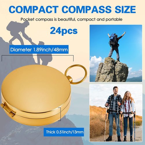 Dunzy Glow in The Dark Camping Survival Compass - Metal Pocket Tool for Hiking & Navigation