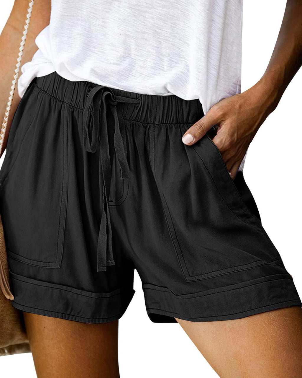 Skiennix Women's Lightweight Athletic Shorts - Comfy Elastic Waist Drawstring with Pockets | Perfect for Beach Wear