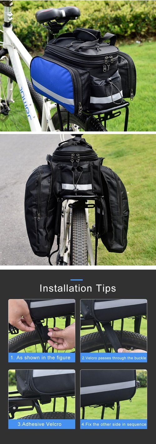 THE LIMIT Large Capacity Bicycle Pannier Bag, Rear Rack Bag, Saddle Bag, Cycling Gear, Detachable, Expandable, Waterproof, 27L, Scratch-Resistant, Includes Rain Cover (Red)