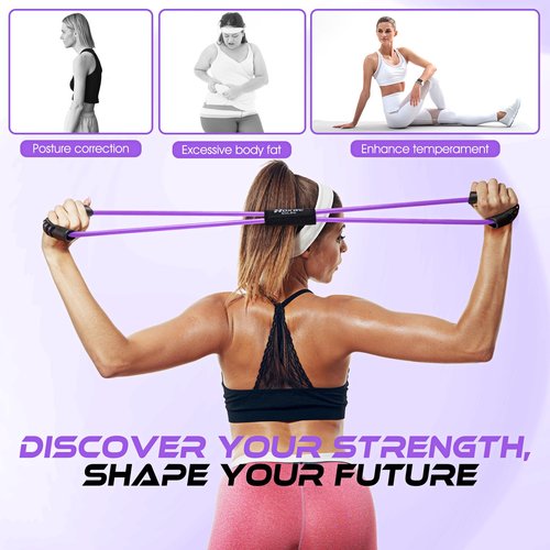 HOXWC Figure 8 Resistance Band, Exercise Bands for Arms, Shoulder, Back, Chest, Stretch Fitness Band for Physical Therapy, Yoga, Pilates, Home Gym Workout Equipment for Women Men