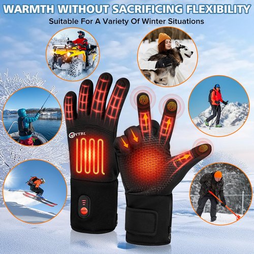 Heated Gloves for Men Women, Rechargeable Battery Electric Heated Gloves, Ultrathin Heating Gloves Hand Warmer 3 Heat Settings Heated Mittens for Winter Outdoor Hunting Riding Ski Hiking Motorcycle
