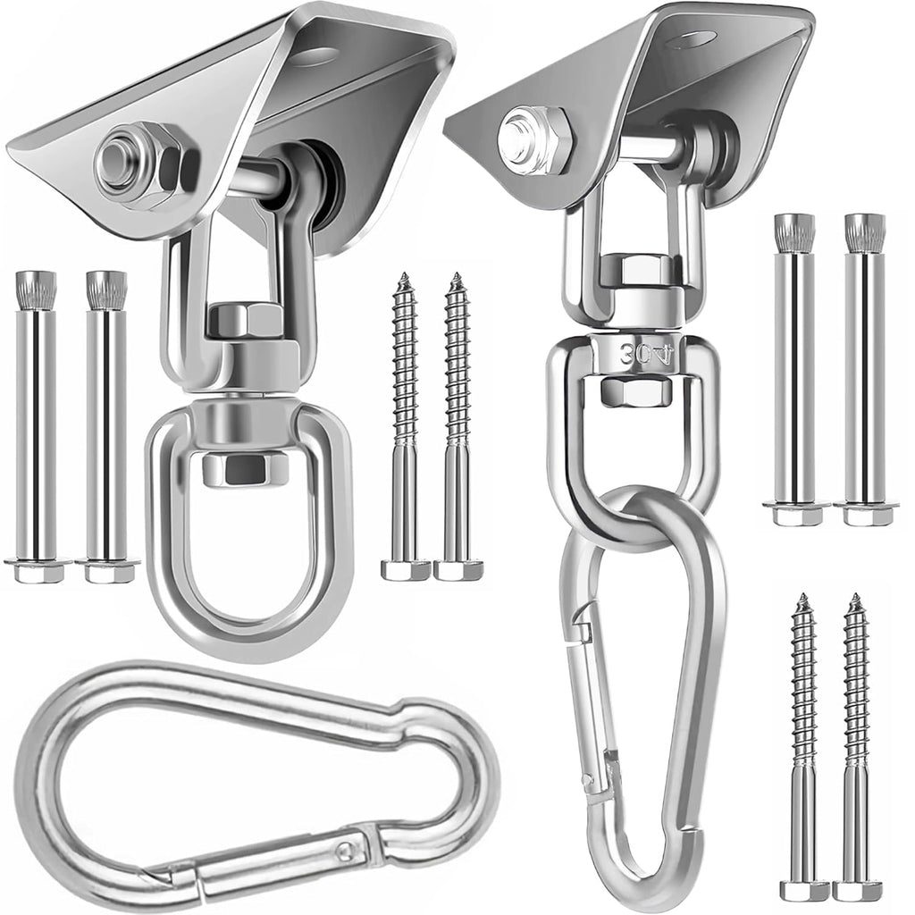Skiennix Swing Hanger - Heavy Duty 2000LB Capacity Hammock Kit | 360° Rotating Stainless Steel Brackets - 2 Packs