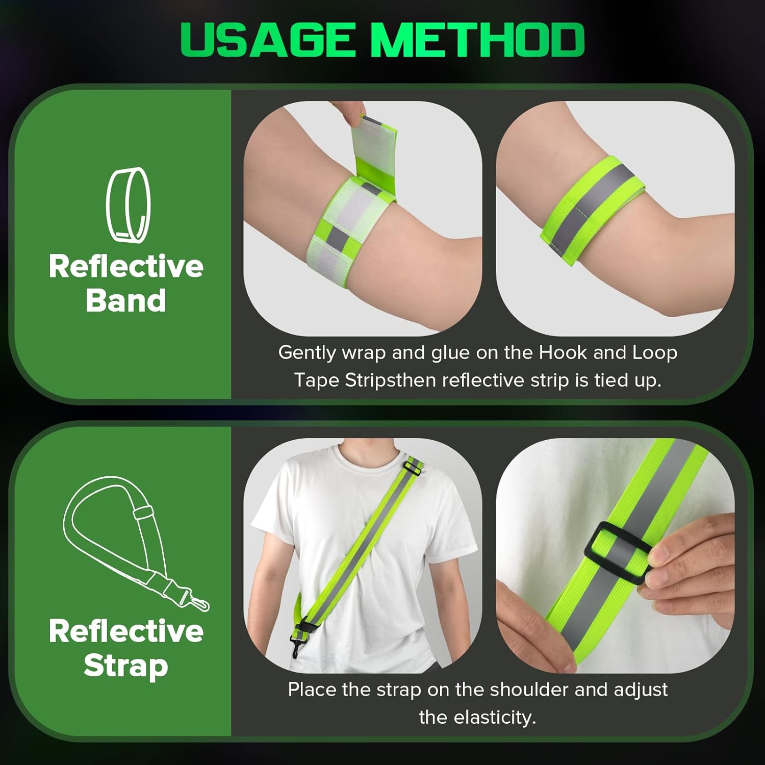 Skiennix Reflective Sash - High Visibility Night Walking Safety Gear with 2 Reflective Armbands for All Ages