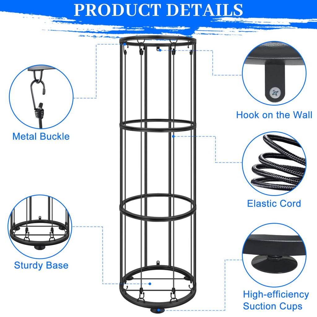 CROSDE 3 Layer Garage Ball Storage Rack, Vertical Basketball Holder, Black