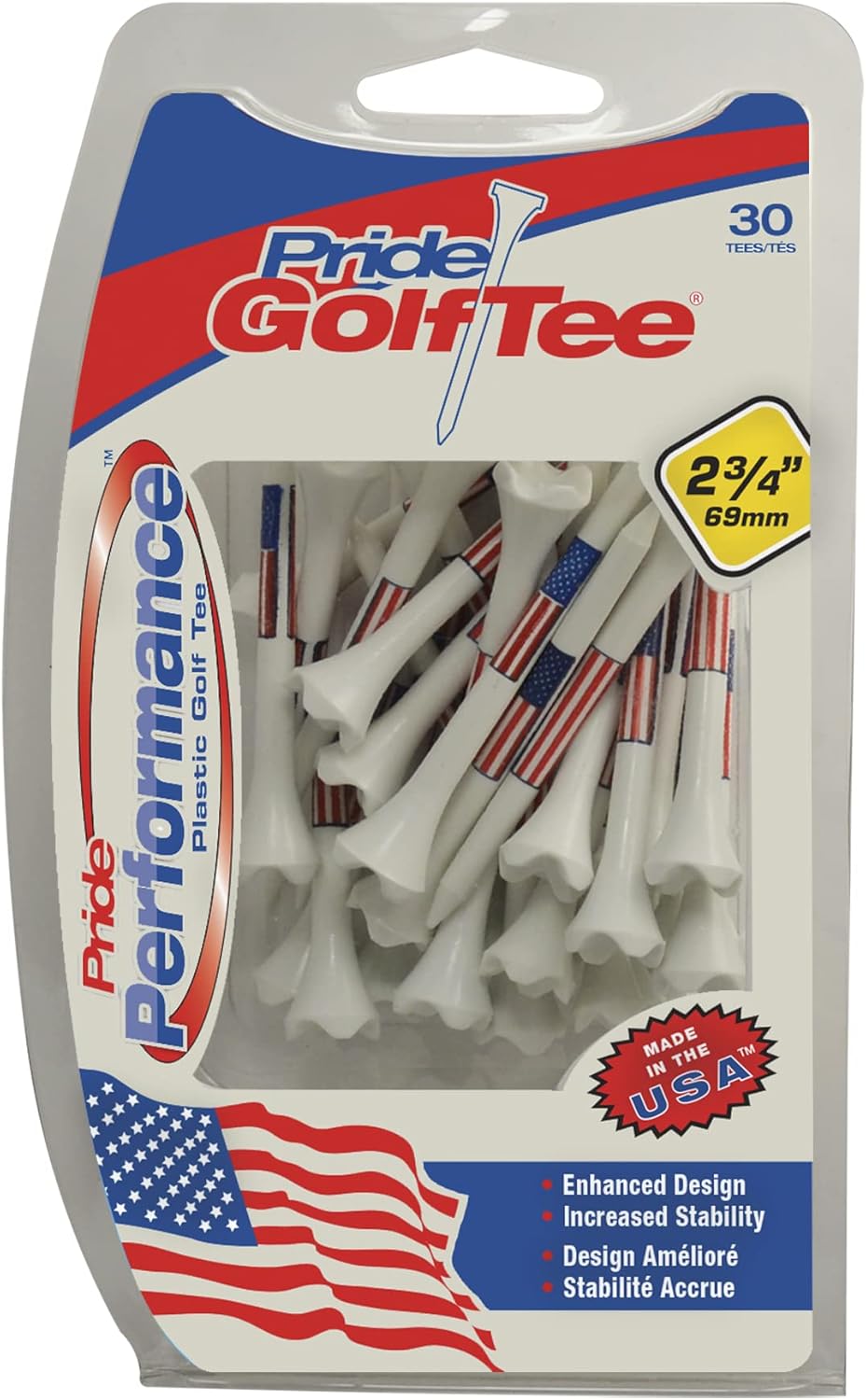 PrideSports Performance Professional Tee System - 3-1/4 Inch, 30 Count | Blue Color