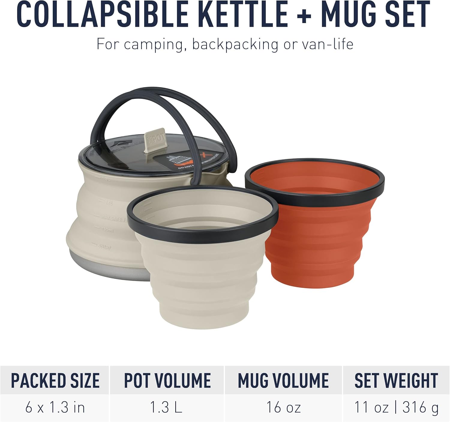 Sea to Summit X-Pot Collapsible Kettle & Mug Set - Perfect for Backpacking & Camping