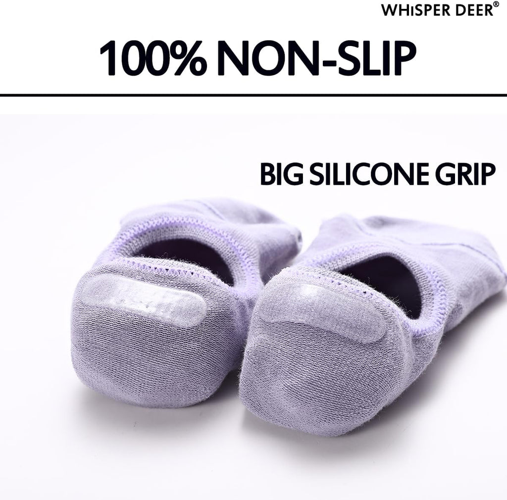 Whisper Deer No Show Liner Socks for Women - Invisible Cotton Sneaker Socks with Non-Slip Grips | Sizes 4-7, 7-10, 10-13