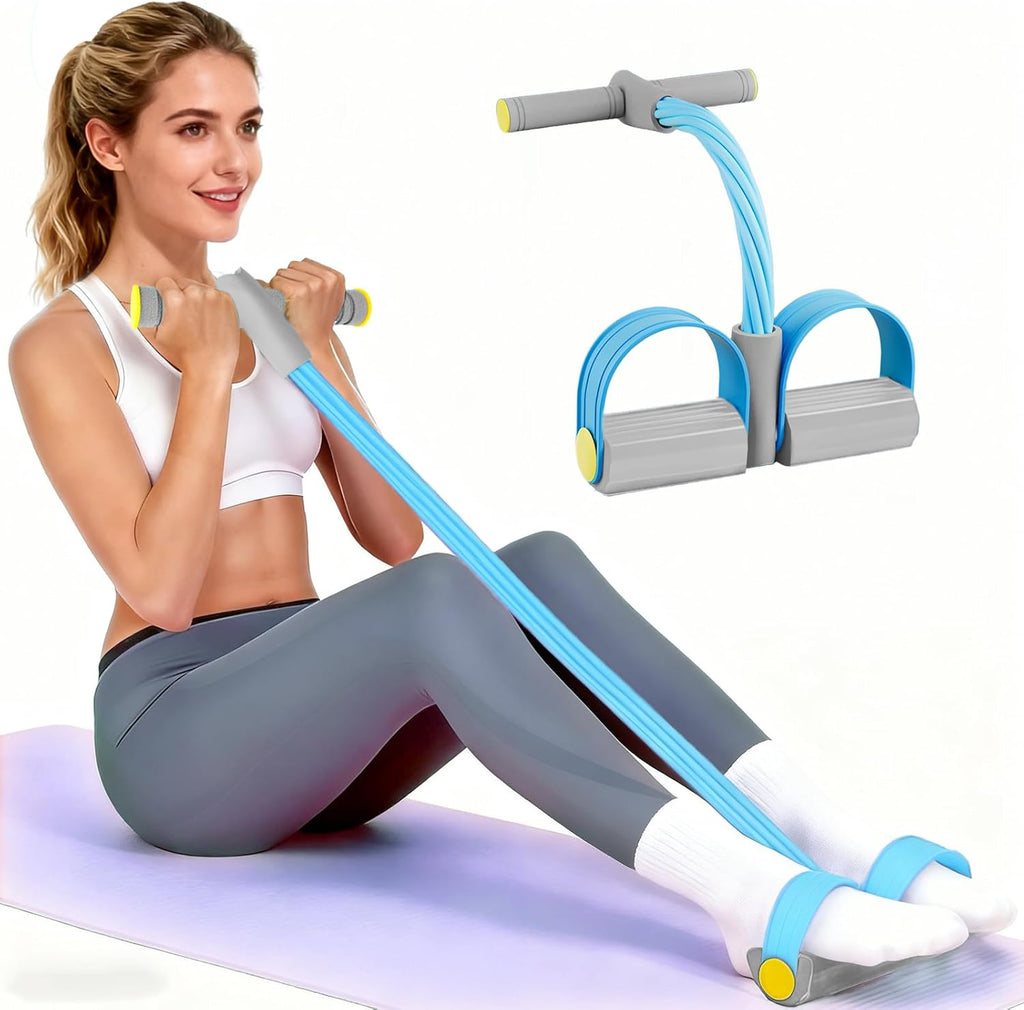 Pedal Resistance Bands - Durable 6-Tube Fitness Bands with Handles for Abdomen, Waist, Arms & Legs