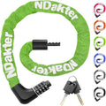 NDakter Heavy-Duty Bike Chain Lock - 4-Digit Combination Security | 1.64 to 4.28 Ft Length for E-Bikes & Scooters