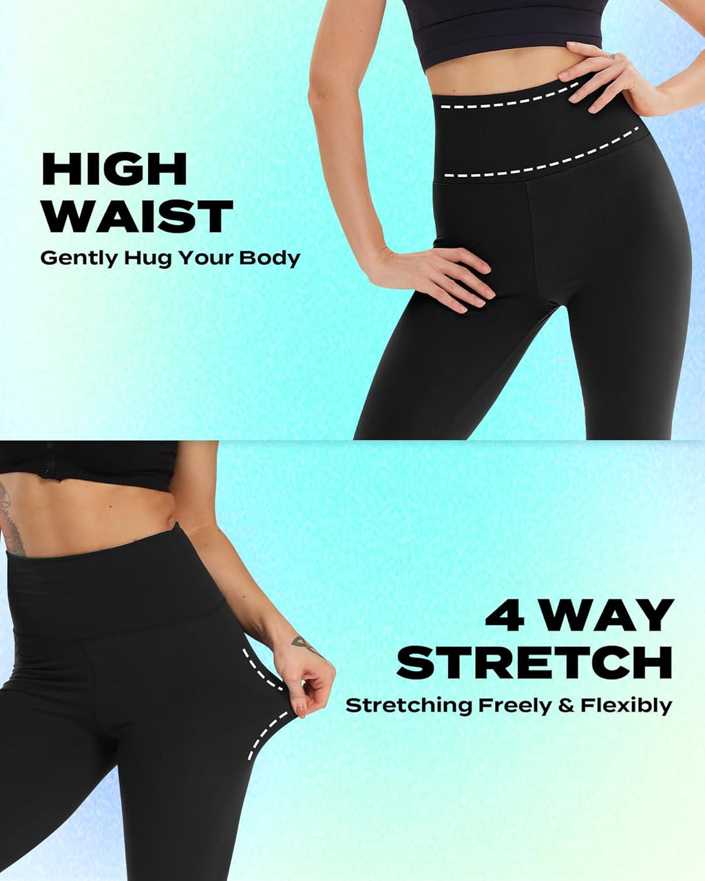 TNNZEET Capri Leggings - High Waisted Tummy Control Yoga Pants with Pockets | Black Workout Leggings