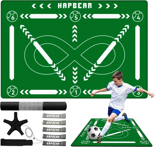 HAPBEAR Soccer Training Mat - Professional Footwork & Ball Mastery Equipment - Anti-Slip, 0.2" Thick for Home & Gym