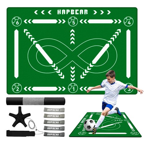 HAPBEAR Soccer Training Mat- Thickened 0.2 inch, Soccer Training Equipment for Footwork and Ball Mastery, Anti-Slip and Silent, Idea for All Ages to Improve Speed Strength Agility and Coordination