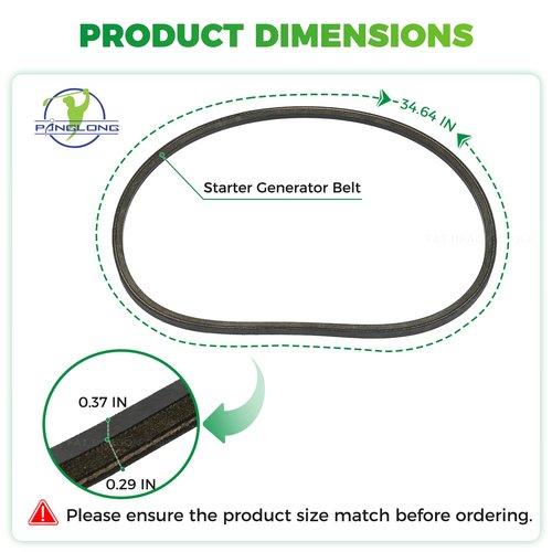 Panglong Club Car Starter Generator Belt, Fits 1997-Up Club Car DS and 2004-Up Precedent Gas Golf Carts, DS Precedent Starter Belt OEM# 101916701