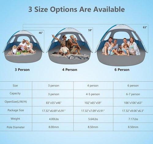 NXONE Beach Tent | Lightweight Sun Shelter with UPF 50+ UV Protection | Spacious Canopy for Family Outdoor Fun