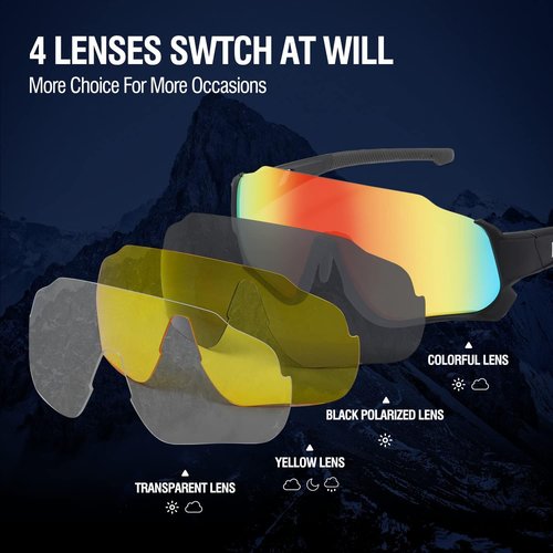 DUCO Kids Sunglasses - Polarized 4 Lenses for Youth Baseball & Cycling | Stylish Shades for Boys & Girls