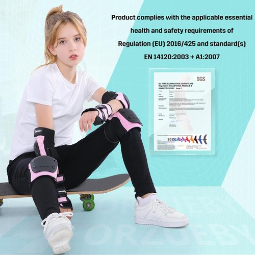 Forzueby Protective Gear Set - Adult & Kids Knee Pads, Elbow Pads, Wrist Guards | 6-in-1 for Skating & BMX