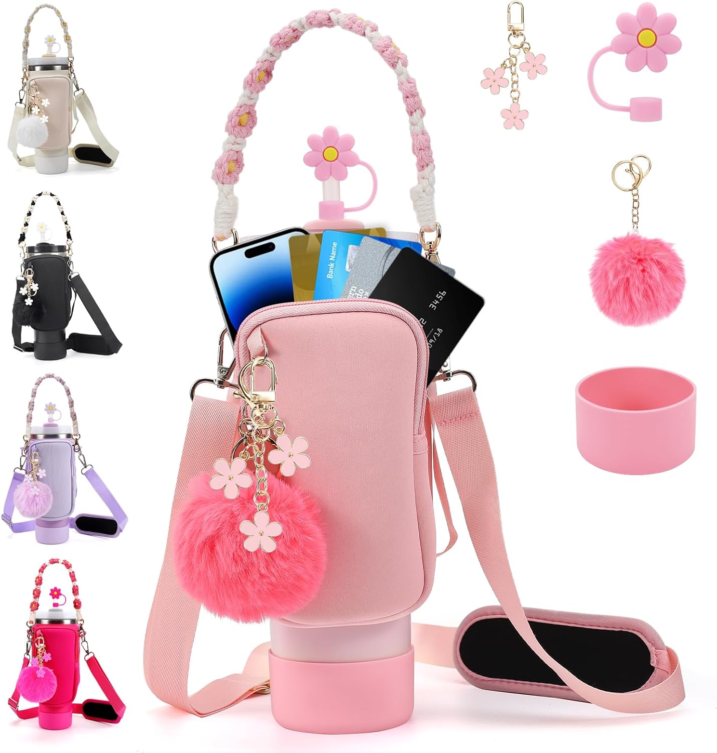 Stanley Cup Accessories Set - Water Bottle Carrier, Holder with Strap & Silicone Boot for 40oz/30oz Tumblers