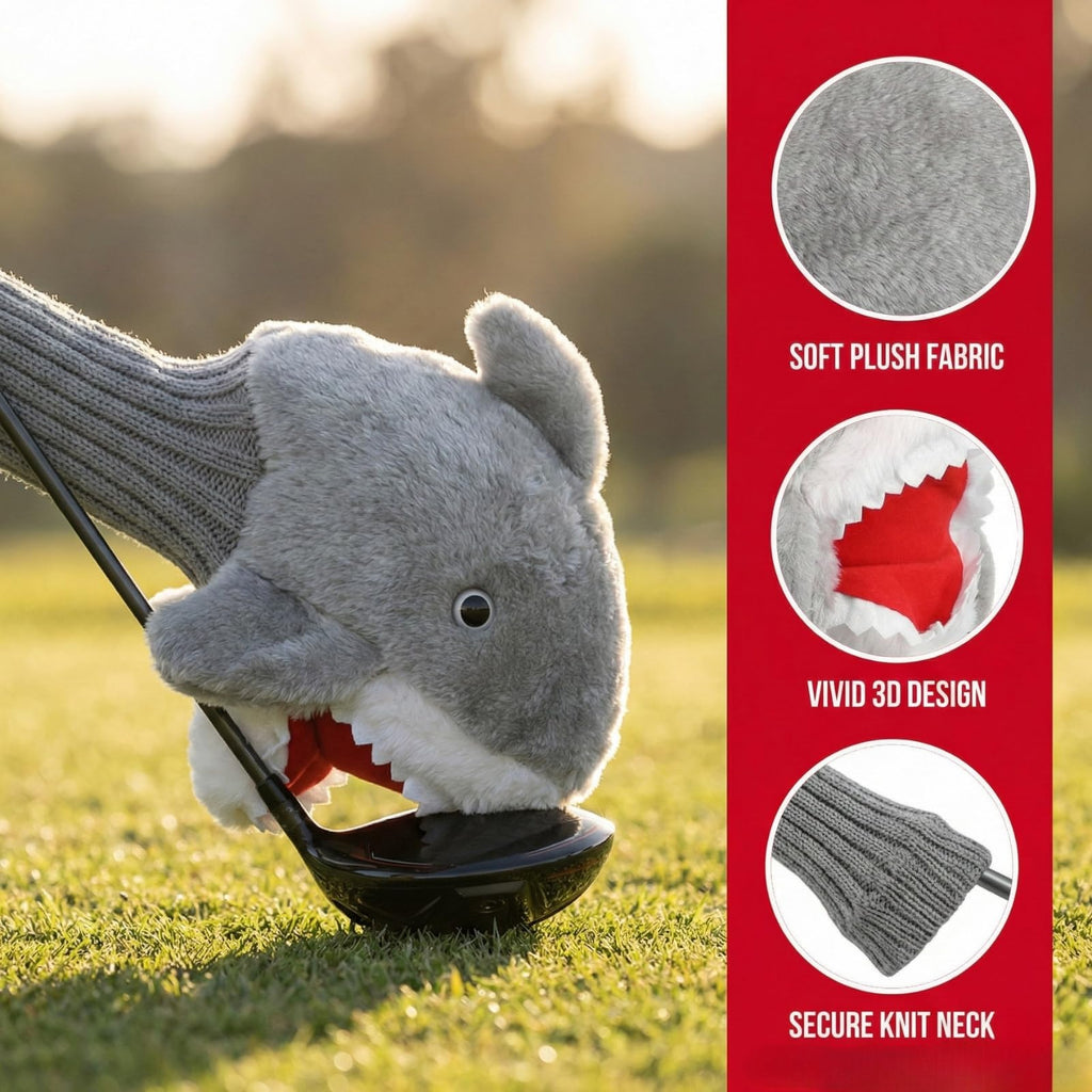 Yosoo Golf Club Cover Shark Animal Golf Club Cover, Plush Cloth Golf Headcover for Brand 3 and 5 Wood Driver, Wear Resistance Cute Shark Head Golf Club Cover 14.6 * 7.1 * 4.3in