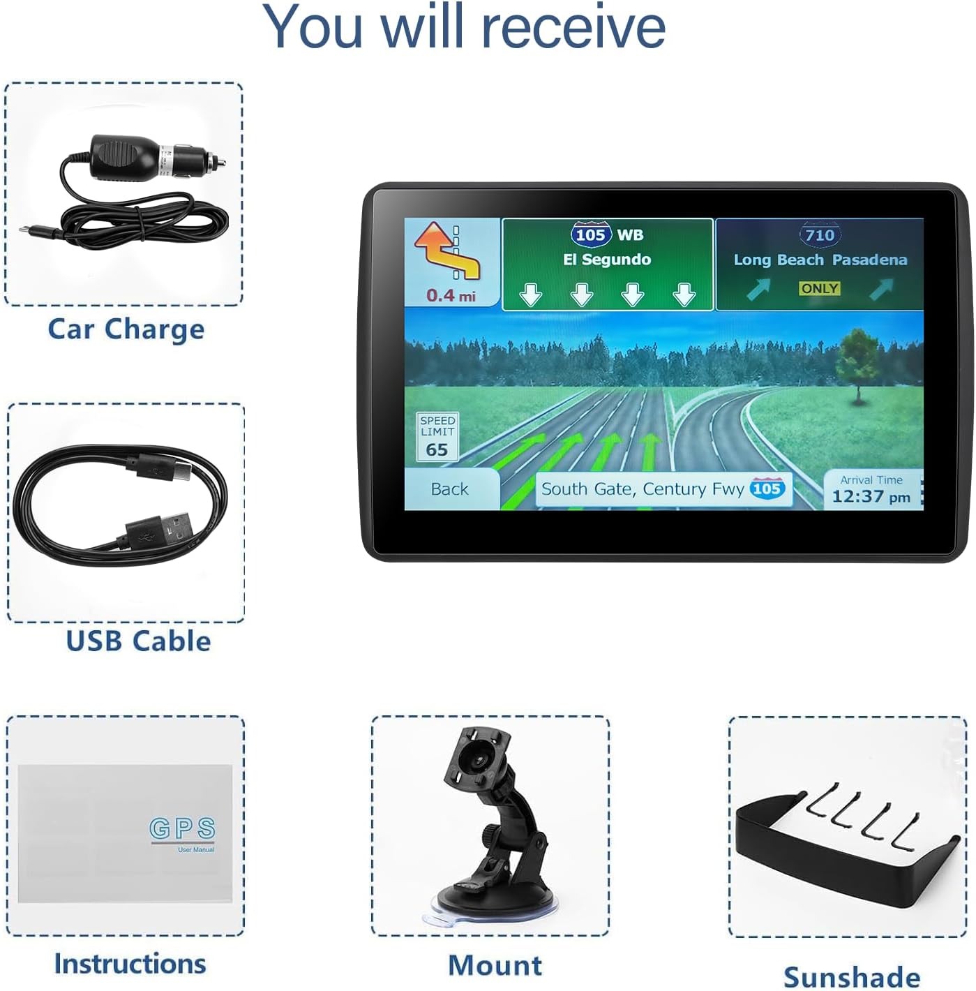 Skiennix 7'' GPS Navigator - Touchscreen Navigation System with Free Lifetime Updates | North America Maps, Speed & Red Light Warnings, Voice Guidance (Blue)