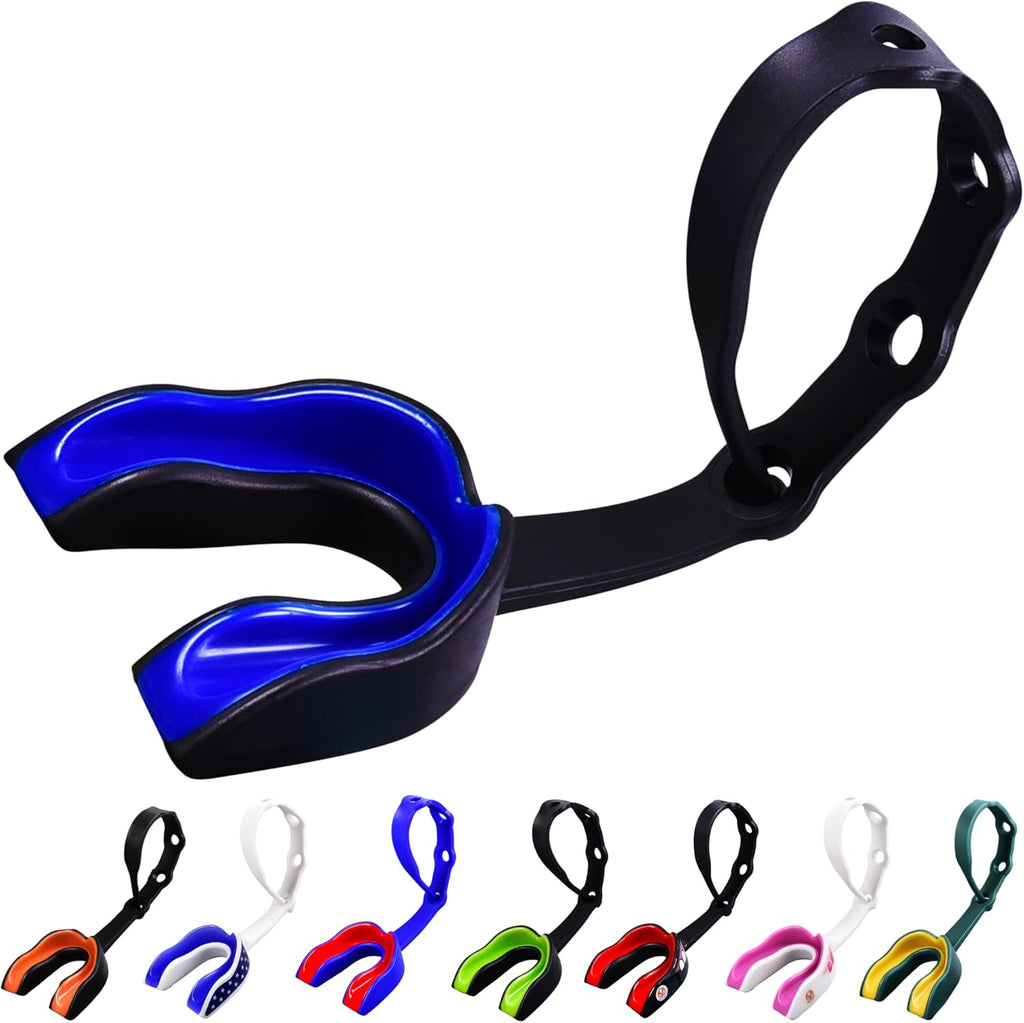 Oral Mart Strapped Mouth Guard - USA Flag Design | Sports Mouthguard for Football, Lacrosse, Hockey & Taekwondo (Youth/Adult)