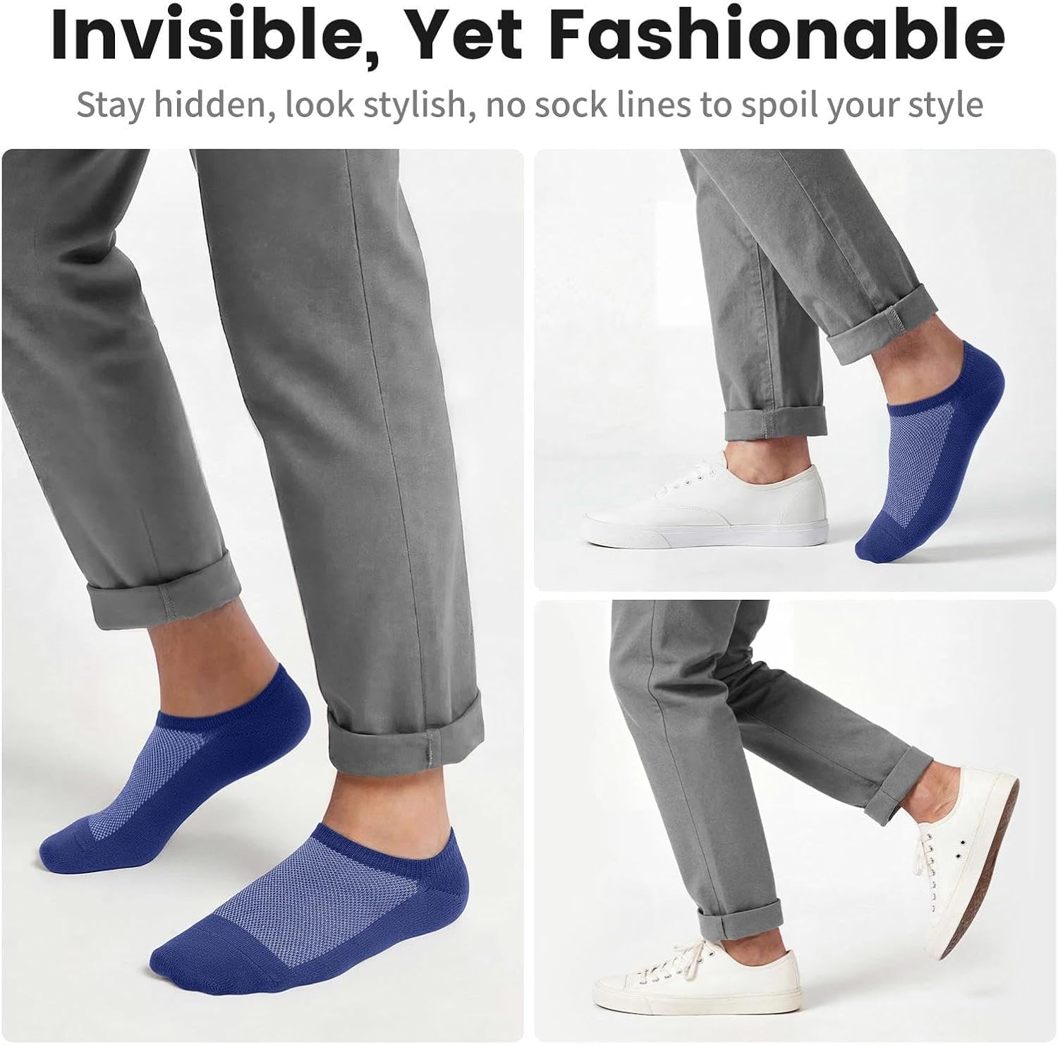 Wernies No Show Socks for Men - Low Cut Ankle Casual Cotton with Non-Slip Grips | Sizes 6-10 & 11-13