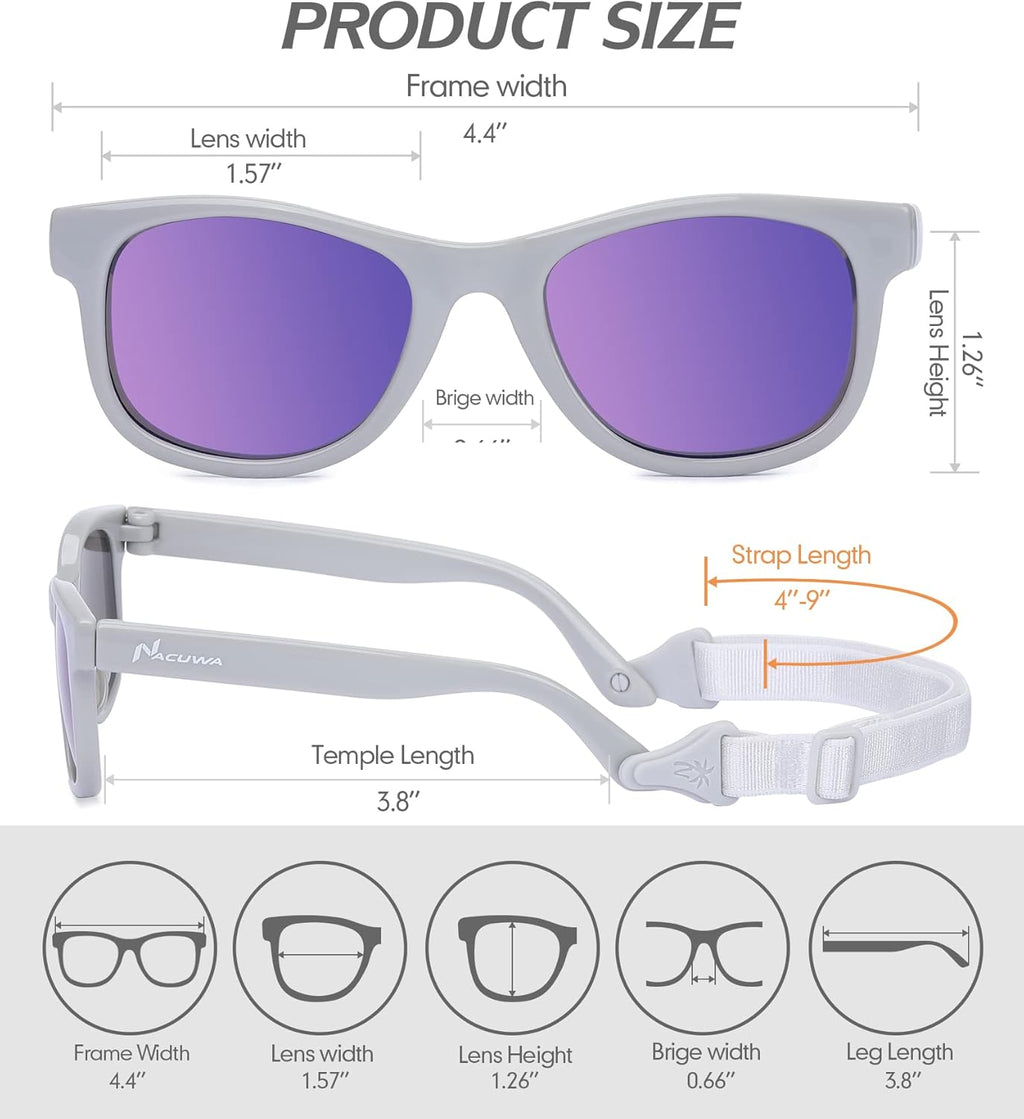 Skiennix Baby Sunglasses - 100% UV Protection for Toddlers & Kids | Ages 0-2 Years, Case Included