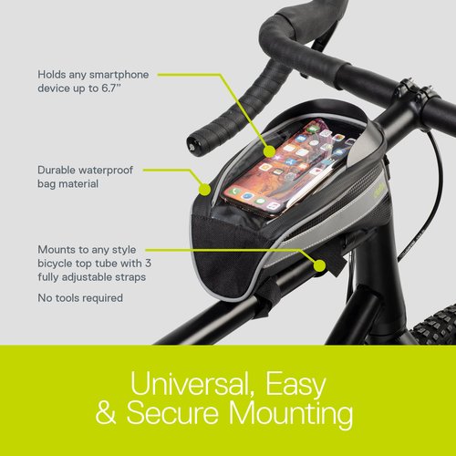 Bike Frame Bag with Waterproof Phone Pouch by Delta Cycle - Top Tube Bike Bag with Bike Phone Mount - Waterproof Handlebar Bag Bike Accessories for Adult Bikes