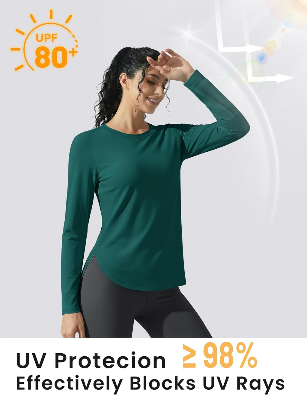 TACVASEN Women's Long Sleeve UV Protection Shirt - Breathable Lightweight Workout Top for Outdoor Activities
