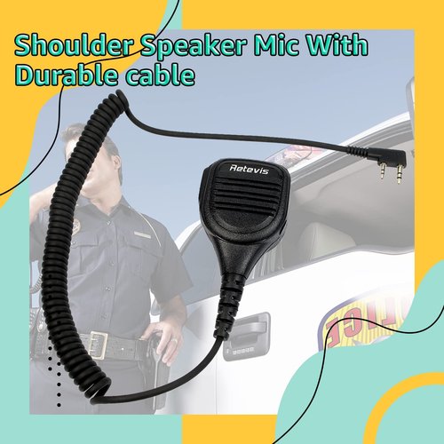 Retevis RT85 RB26 Walkie Talkie Speaker Mic,Shoulder Speaker Microphone,Compatible with Retevis RT22 RT68 RT21 H-777 RT86 RT27 RT15 RB89 BAOFENG UV-5R 5RM Kenwood Samcom,with 3.5mm Audio Jack(1 Pack)*