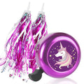 Kids Bike Bell with 2 Pcs Bike Streamers for Girls, Cute Children's Bicycle Accessories（Unicorn Bell+Tassels）