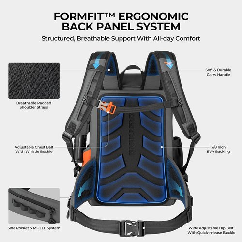 KastKing Fishing Tackle Backpack - All Weather Design with 4 Waterproof Boxes & Rod Holders | Durable ArmorShield Fabric