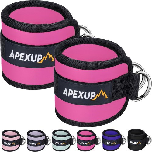 APEXUP Ankle Strap for Cable Machine, Ankle Resistance Bands, Cable Kick Back Ankle Straps for Gym, Glute Workouts, Leg Extensions, Adjustable Straps with Neoprene Padding