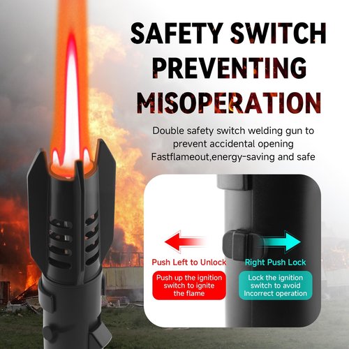 Torch Lighter, Straight Flame Butane Cool Lighters, Refillable Windproof Adjustable with Safety Lock，for Kitchen Hiking BBQ Outdoor Camping(Black)