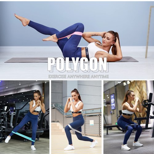 Polygon Resistance Bands and Booty Band. Natural Latex Elastic Bands for Stretching, Fitness. Non-Slip Fabric Bands for Legs and Butt, Glute & Hip Workout. Exercise Bands for Men & Women.