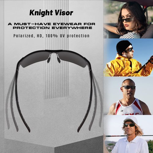 BLUPOND Set of 2 Sports Polarized Black Sunglasses for Men Women - UV400 TAC Lens - Durable Metal Frame for Driving Fishing Cycling Golfing (2 Black Lens)