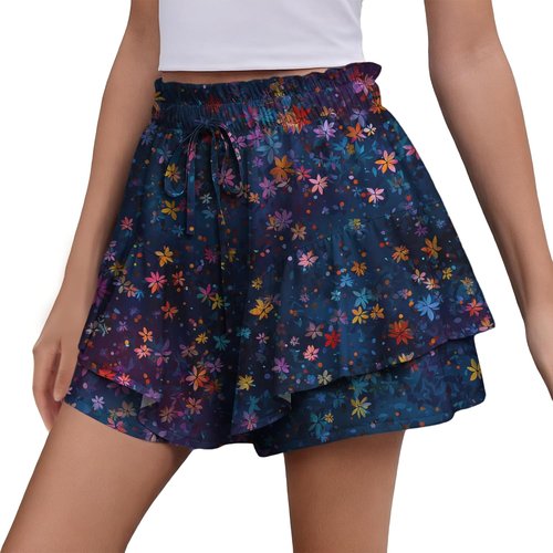 Domirica Flowy Skort for Women - High Waisted, Breathable Plus Size Beach Wear | Stylish Drawstring Design