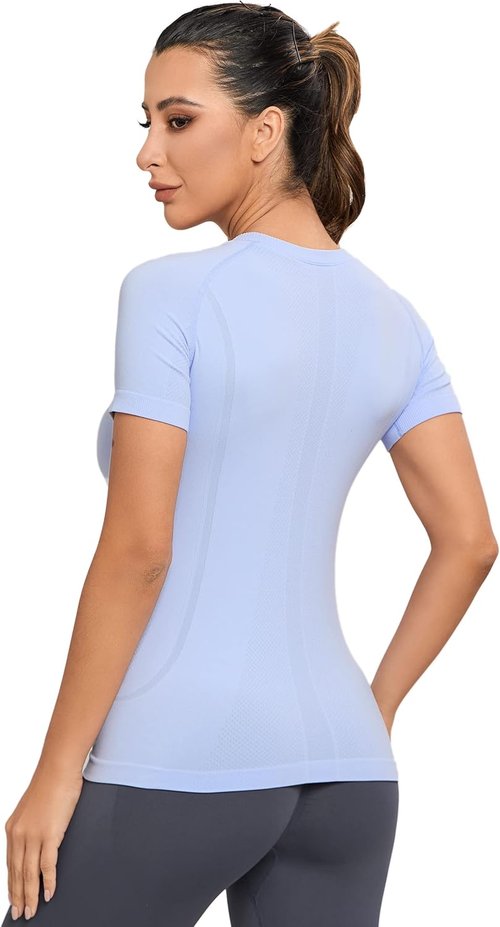 MathCat Seamless Workout Tops - Short Sleeve Compression Athletic Shirts for Women | Soft Yoga Gym Tops XS-XL
