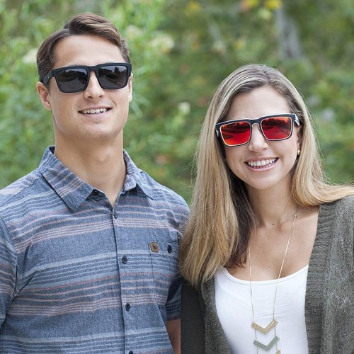 SPY Optic Helm, Square Sunglasses, Color and Contrast Enhancing Lenses, Black - Happy Gray Green Lenses