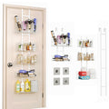 Yuyetuyo 5-Tier Over The Door Organizer Bathroom Shelves Hair Tool Organizer - Hair Dryer Holder Adjustable Height, DIY Bathroom Storage Shelf Wall Mounted Behind The Door Storage