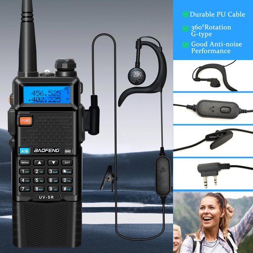 BAOFENG UV-5R Ham Radio Handheld: 8W Ham Radios Long Range UV5R Radio 3800mAh Rechargeable Walkie Talkies Two Way Radio with Programming Cable,Tactical Antenna and Earpiece for Survival Gear, 2 Pack