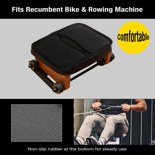 Gel Padded Seat Cushion Cover for Recumbent Bike & Rowing Machine - Extra Wide Thick Memory Foam with Gel Pad for Exercise Recumbent Bicycle and WaterRower, Concept2, for Women and Men Comfort