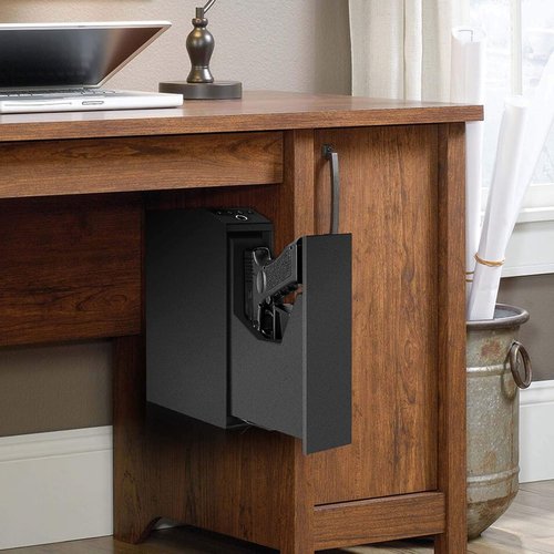 Biometric Slider Handgun Safe - Auto Sliding Door with Fingerprint, PIN Code & Key Access | Ideal for Nightstand & Truck