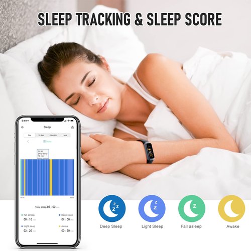 Bakoor Fitness Tracker with 24/7 Heart Rate Blood Oxygen Sleep Monitor, 1.10" AMOLED Touch Screen Step Trackers Watch, IP68 Waterproof Step Counter Pedometer for Women Men
